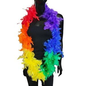 Rainbow Pride Feather Boa -Q
